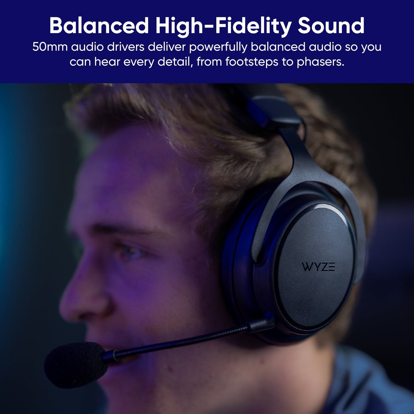 Wyze WWGH1 Wireless Gaming Headset: Lag-Free, Plush Comfort, Dual Mics, Extended Play